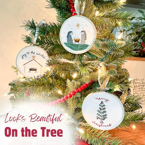 Image of Elly & Grace Christian Embroidery Kit with Embroidery Hoop, Easy Embroidery Kit for Beginners and Adults, Full Embroidery Hoop Kit with Needles and Thread Included (Joy to The World)