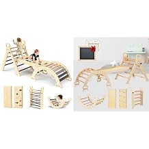 BlueWood Pikler Triangle Set 2024 Upgraded Dreamy Pink & Natural Wood