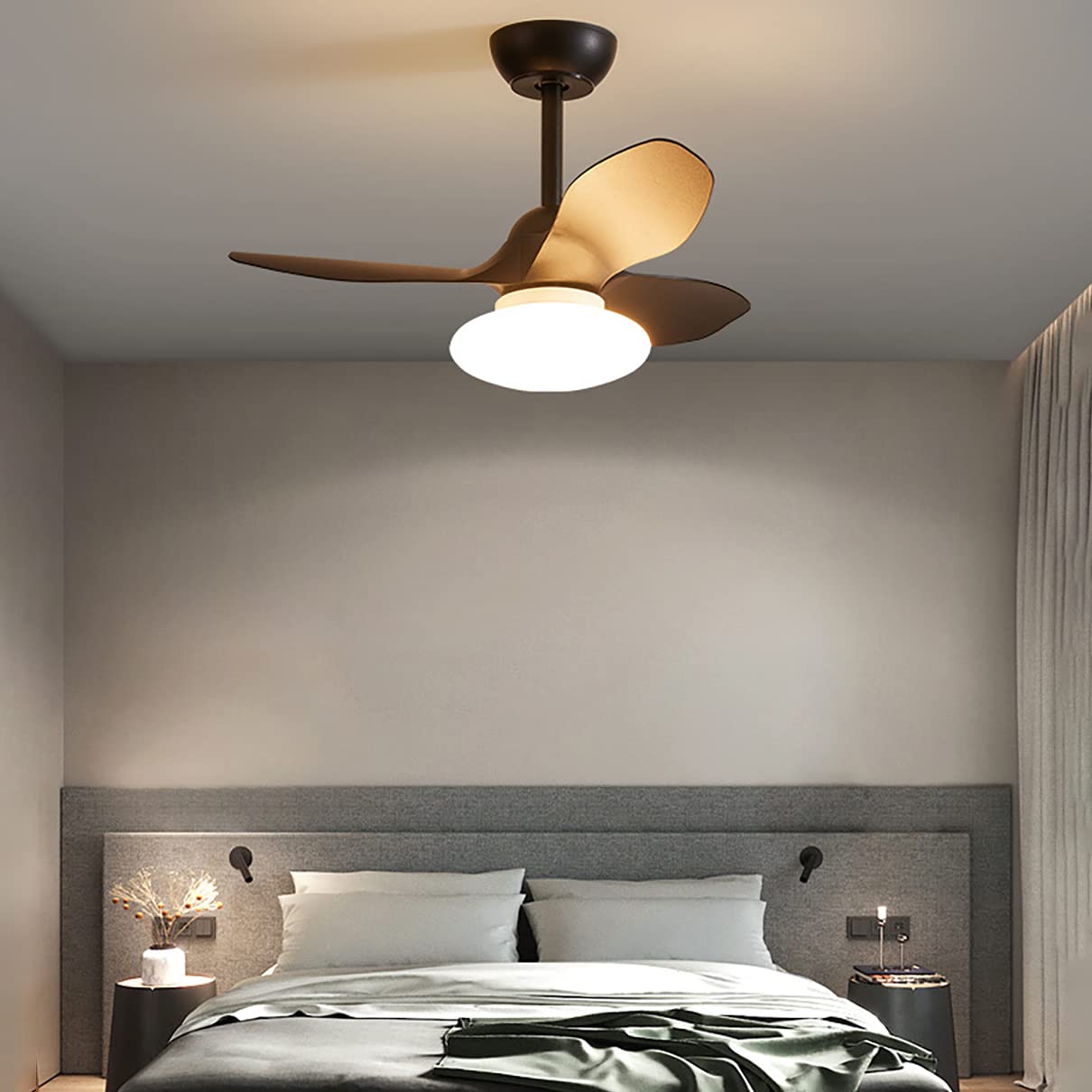 HXYSXHJUO Fan Lights, Kids with Ceililight Reversible 3 Colors Silent Remote Control Bedroom Ceililights Indoor Diniroom Ceilifan Light Timer Lounge Ceililight/Black/B