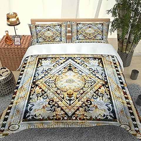 CTJRZO 3 Pieces Duvet Cover Set Double 3D Abstract flower art Quilt Duvet Cover Cover