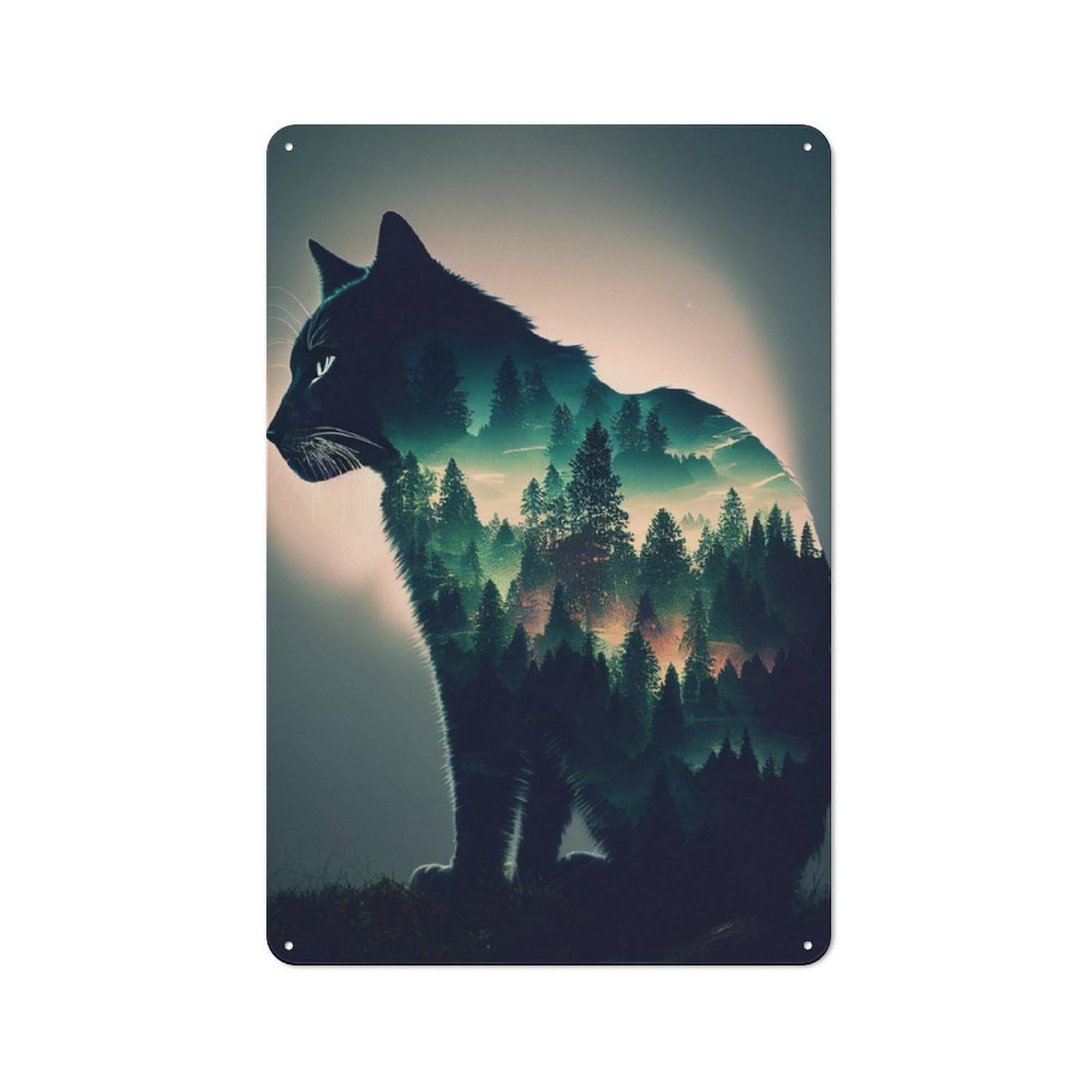 Junmoney Cat Forest Vintage Tin Sign 30X20cm With For Dining Room Or Kitchen, For Dining Room Decor Fans
