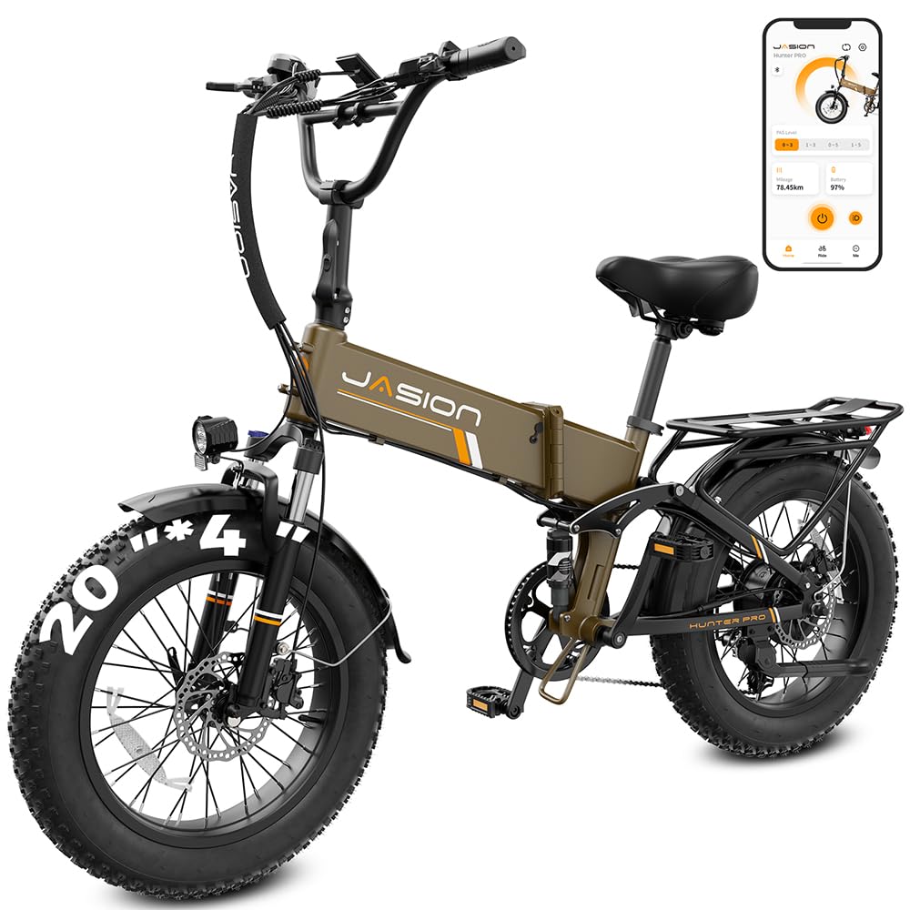 Jasion X-Hunter/ST/PRO Electric Bike for Adults,1800W/1400W Peak 20''Fat Tire Foldable Ebike,Folding E Bike Up to 80/70 Miles Range,720/624WH Removable Battery,30 MPH E Bike,Certified by UL2849