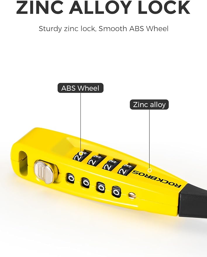 Candado de cable para bicicleta ROCKBROS 20.5 pulg combinación 4 dígitos miniatura 4