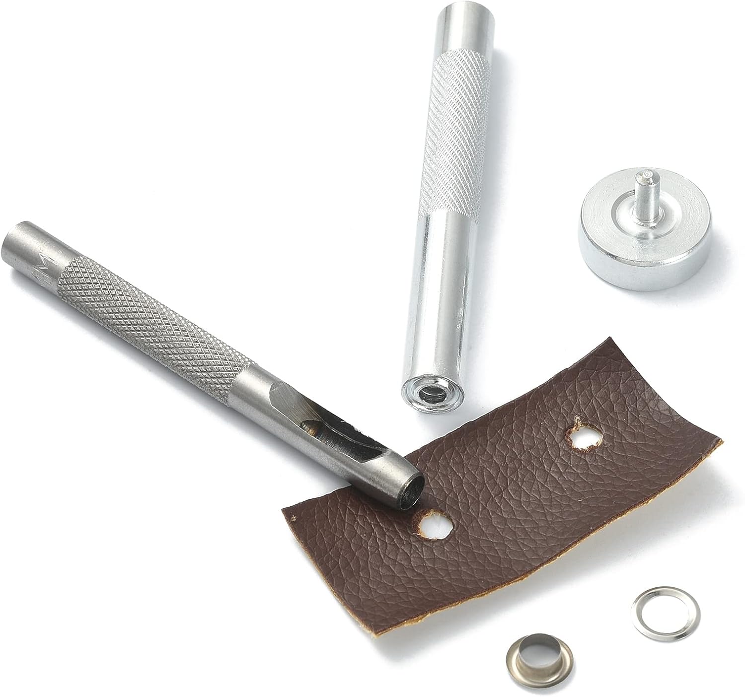LiQunSweet 100 Sets 14mm/0.55 Inch Stainless Steel Eyelet Grommets Sets with Tool for Fabric Tarps Curtains Leather Belt Shoes Cloths