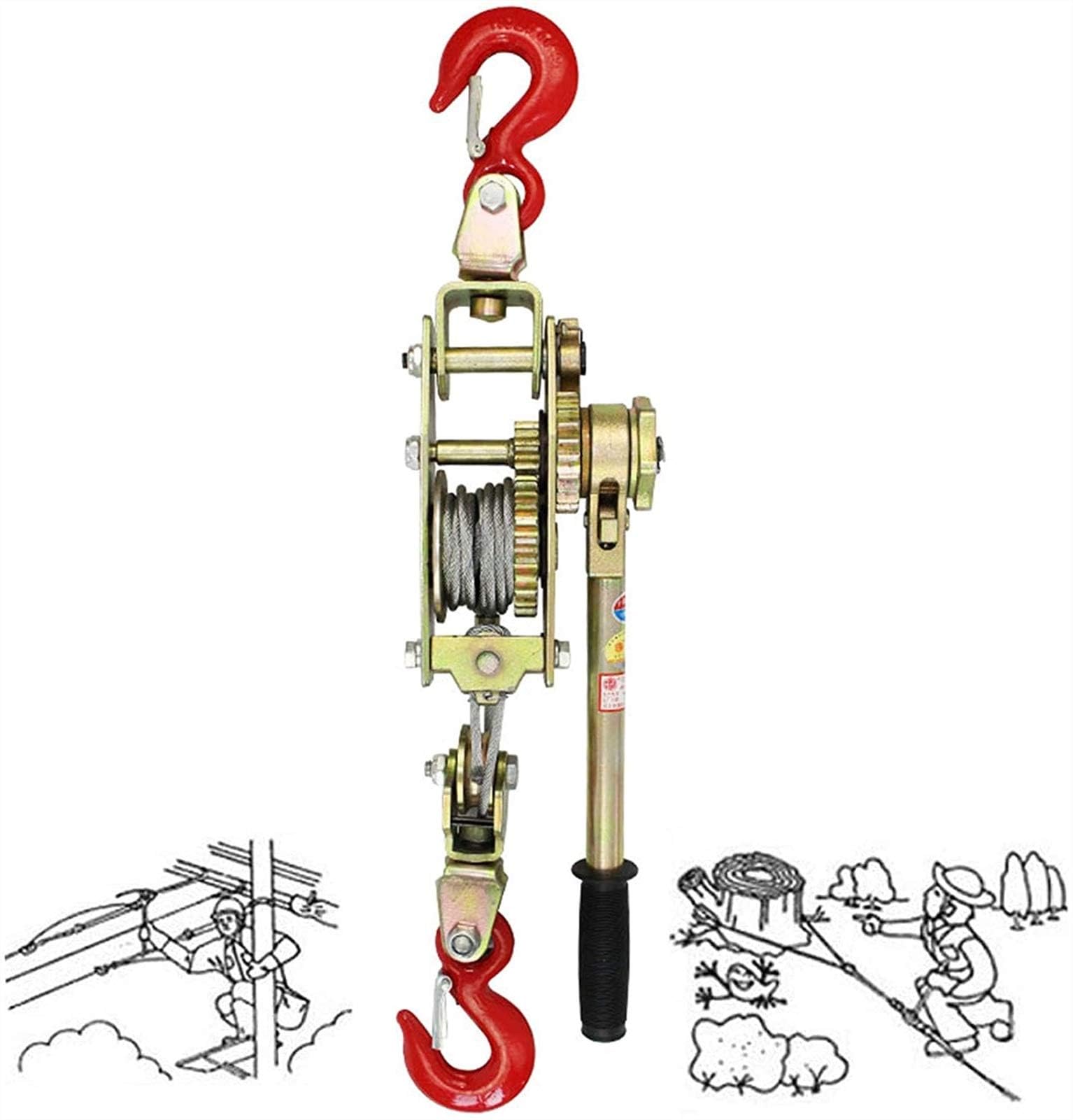 Treuil manuel de remorquage avec frein et cliquet portable