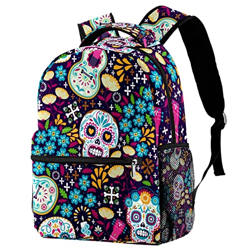Sac à dos de voyage violet tête de mort parfait pour le camping et l'école