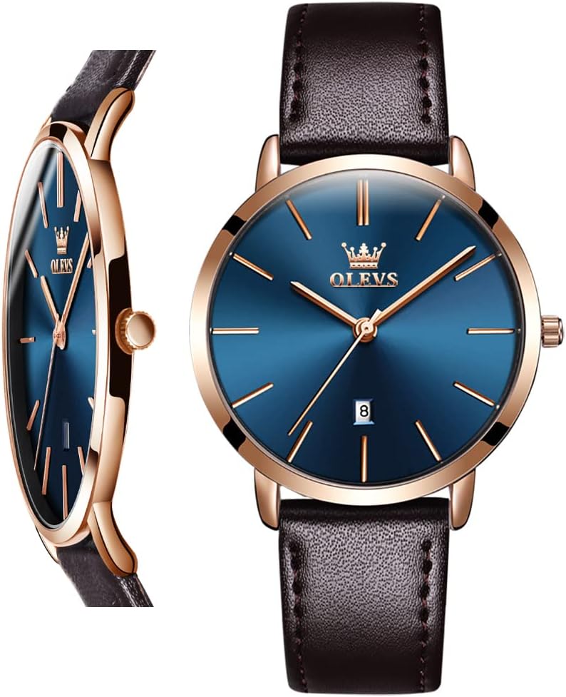 Women Wrist Watches Ultra Thin 6.5mm Minimalist Dress Fashion Leather Strap Quartz Waterproof Date Day Slim Watches for Ladies