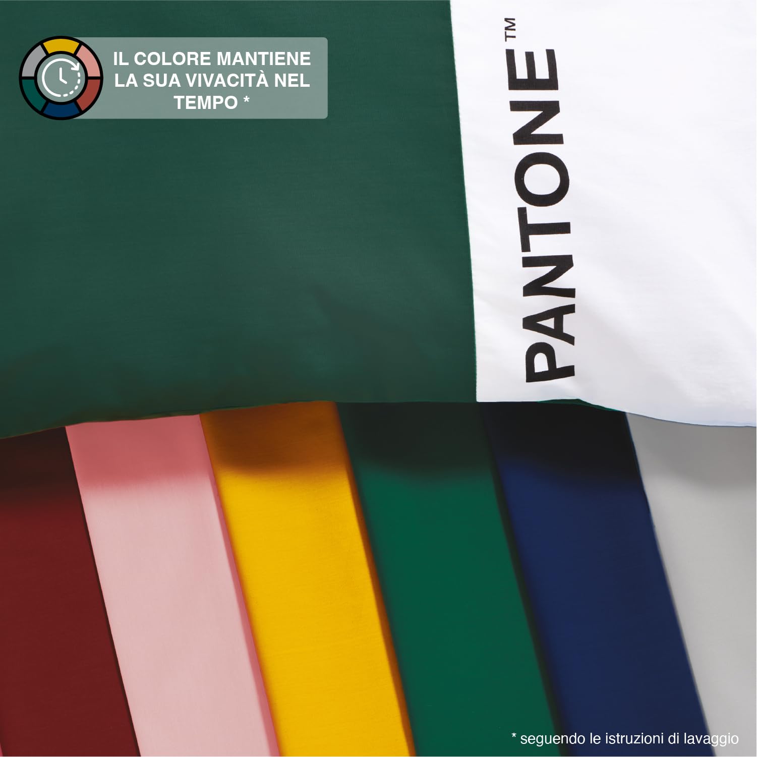 PANTONE - Completo Letto Set con Lenzuola Matrimoniali Cotone 240x280 + Lenzuolo Sotto con Angoli Matrimoniale Coprimaterasso 180x200 con Elastici per Materasso Fino 30cm + Federe Cuscino Letto 50x80