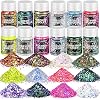 Glitzer, LEOBRO 12 Farben Holographic Chunky Chamäleon Glitter Set, Glitzer Pulver Pailletten für Resin, Epoxidharz…