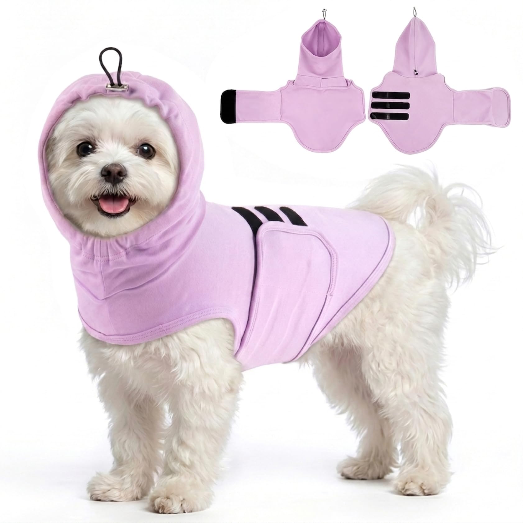 MIGOHI X-Small Dog Anxiety Vest | Dog Calming Vest for Separation,Adjustable Anxiety Shirt for Small Dogs,Anxiety Jacket for Dogs with Ear Wrap to Reduce Noise Stress,Fireworks,Thunderstorm,Purple,XS