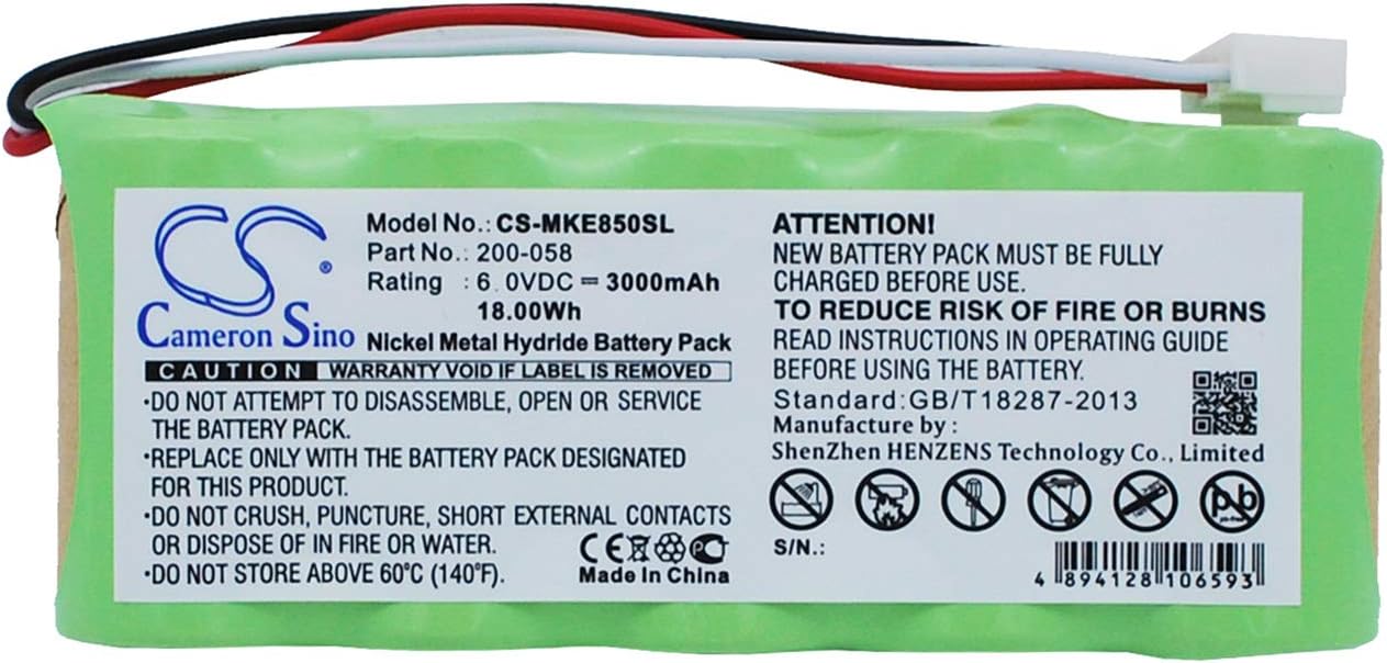 CS-MKE850SL Battery 3000mAh compatible with [GE] Magna-Mike 8500, for [Panametrics] Magna-Mike 8500 replaces 200-058