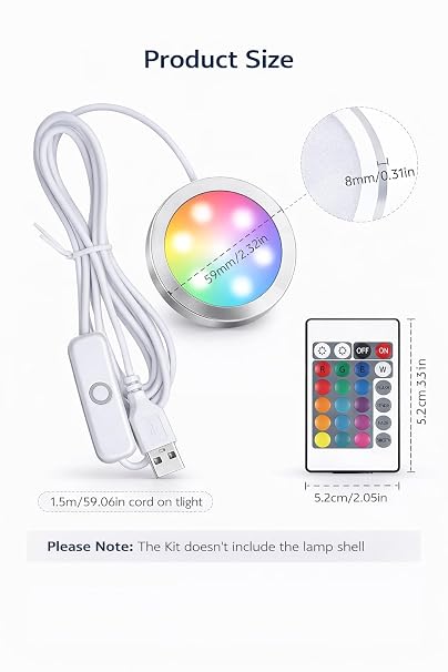NEW BAMBU LAB LED LIGHT KIT 001 – 16 RGB COLORS – 5V – 3000 LUMENS USB Powered Lighting Upgrade, Remote Control, Color Memory, DIY Installation Kit – Compatible with MakerWorld Models