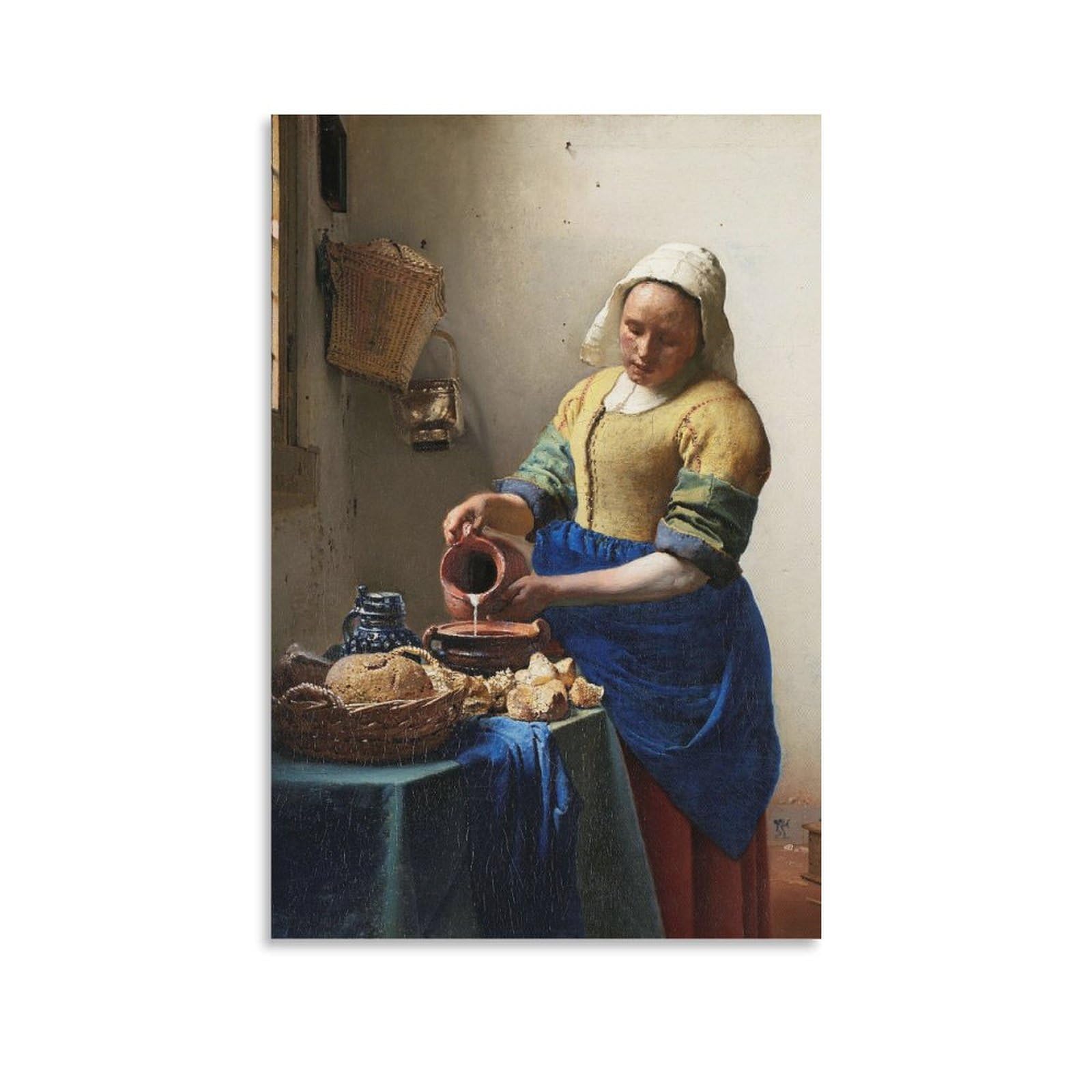 Poster Johannes Vermeer “The Milkmaid”poster Canvas PaintingWall Art Decorative Picture Prints Modern Decor 20x30inch(50x75cm)