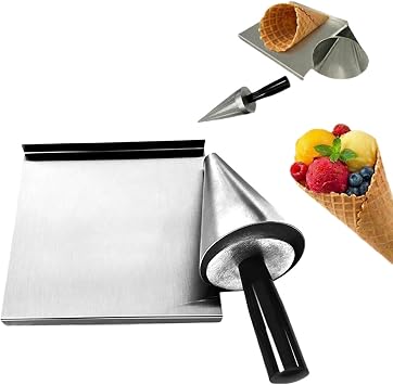Ice Cream Waffle Cone Roller - Stainless Steel Ice Cream Mold Waffle Nonstick Waffle Cone Maker for Bakeries, Restaurant, Home Kitchen