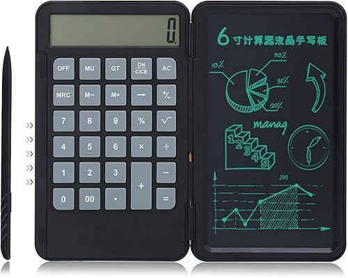 Miniatura 3 de plplaaoo Pantalla LCD de 12 dígitos calculadora cargable con tabla de escritura portátil plegable, calculadora con tableta de escritura, suministros