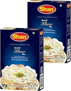 Shan Special Kheer Traditional Dessert Mix 5.29 oz (150g) - Cooking Powder for Milk and Rice Pudding - Suitable for Vegetarians - Airtight Bag in a Box (Pack of 2)