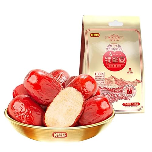 Sweet crisp jujube,seedless dried jujube,Freeze-dried red dates,healthy nutritious snacks,snack food,preserved fruit,dried fruit,vegetarian,delicious snack gifts (160g*1bag)