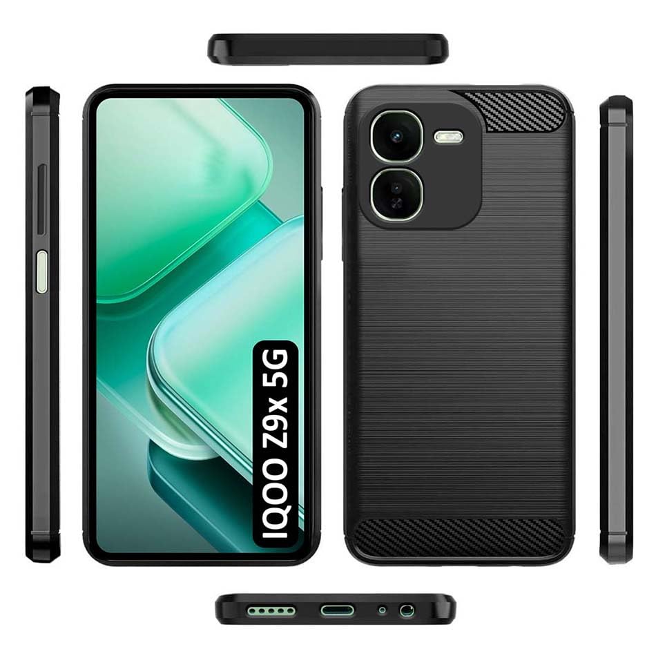 Image of Fashionury Back Cover for iQOO Z9x 5G | Hybrid Protection | Anti-Slip Grip | Rubber TPU Stylish Back Case for iQOO Z9x 5G (Black)