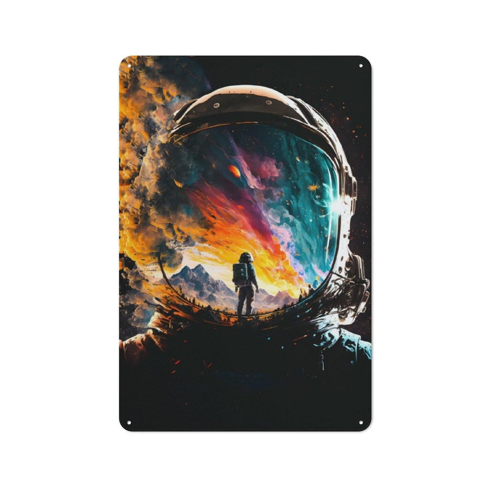 Junmoney Astronaut Portrait 04 Metal Plaque 30X20cm With For Workshop Wall, Retro Decor, A New Home Gift For Collectors Of Metal Signs