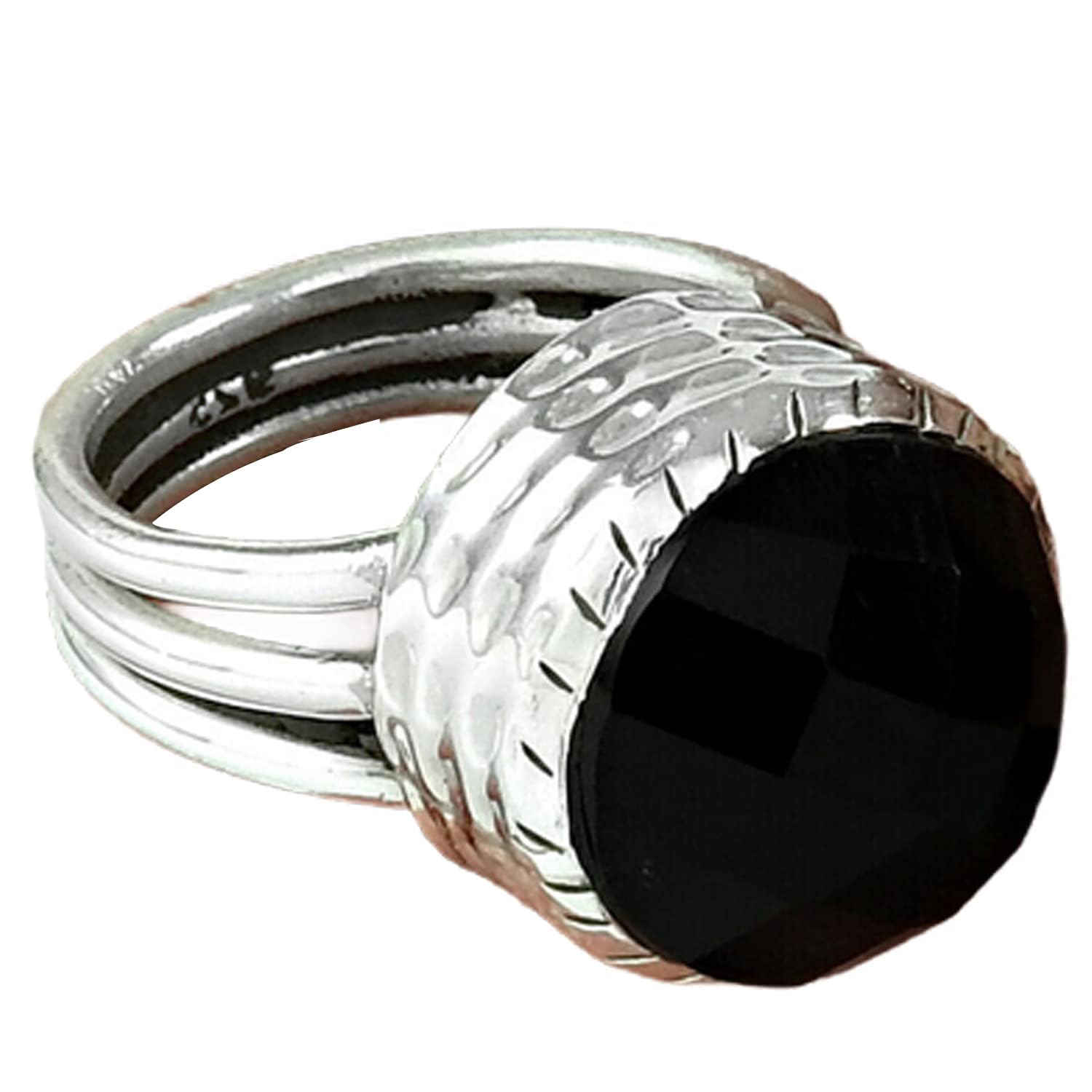Anello da donna in onice nero naturale, anello in argento sterling puro 925k, anello esclusivo per le donne, anello solitario, anello regalo migliore amico, anello regalo di festa, regali di nozze per