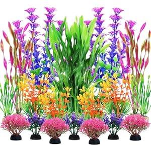 QUOZUO Bunte Aquarium Plastikpflanzen 20 Stück Set