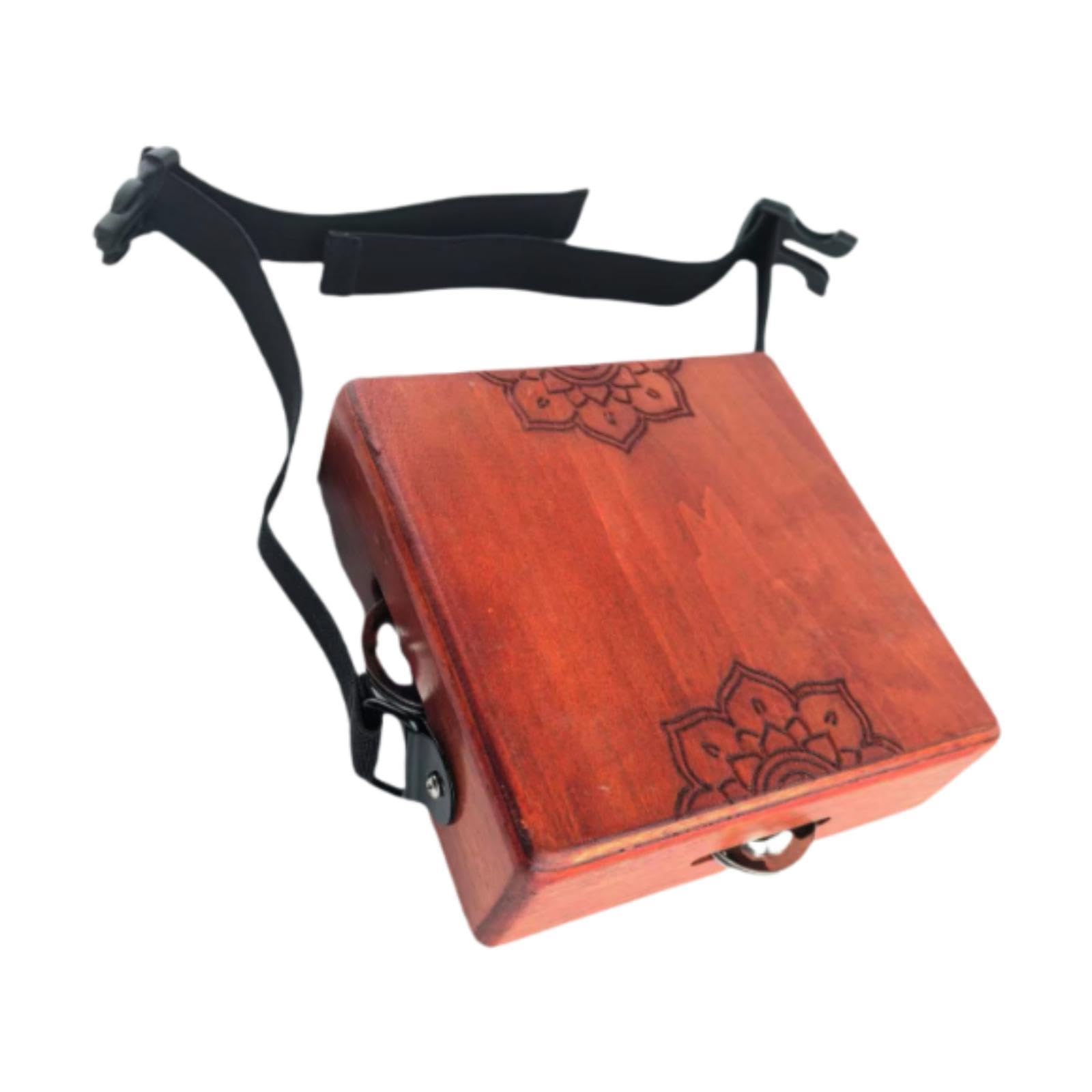 Amagogo Tambor de Mano de Madera de Dos Tonos, Instrumento de Percusión, Caja de Metal, Pandereta