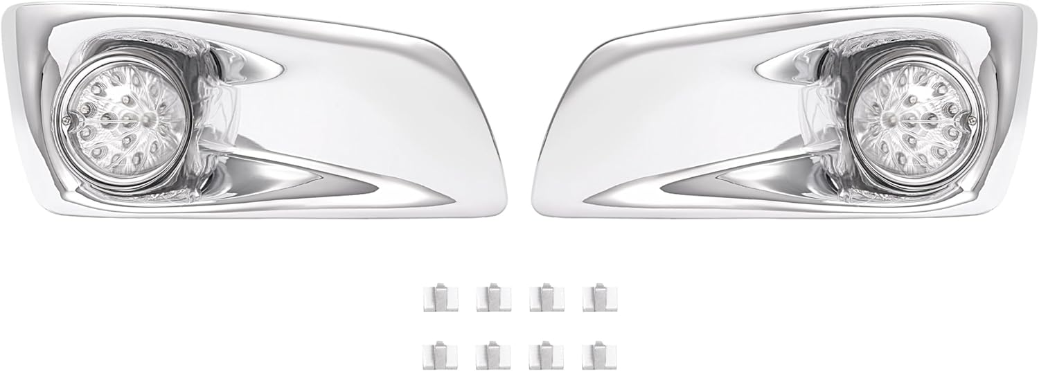 HECASA LED Fog Light Lamp Compatible with 2007-2017 Kenworth T660, Clear Lens, Driver & Passenger Side