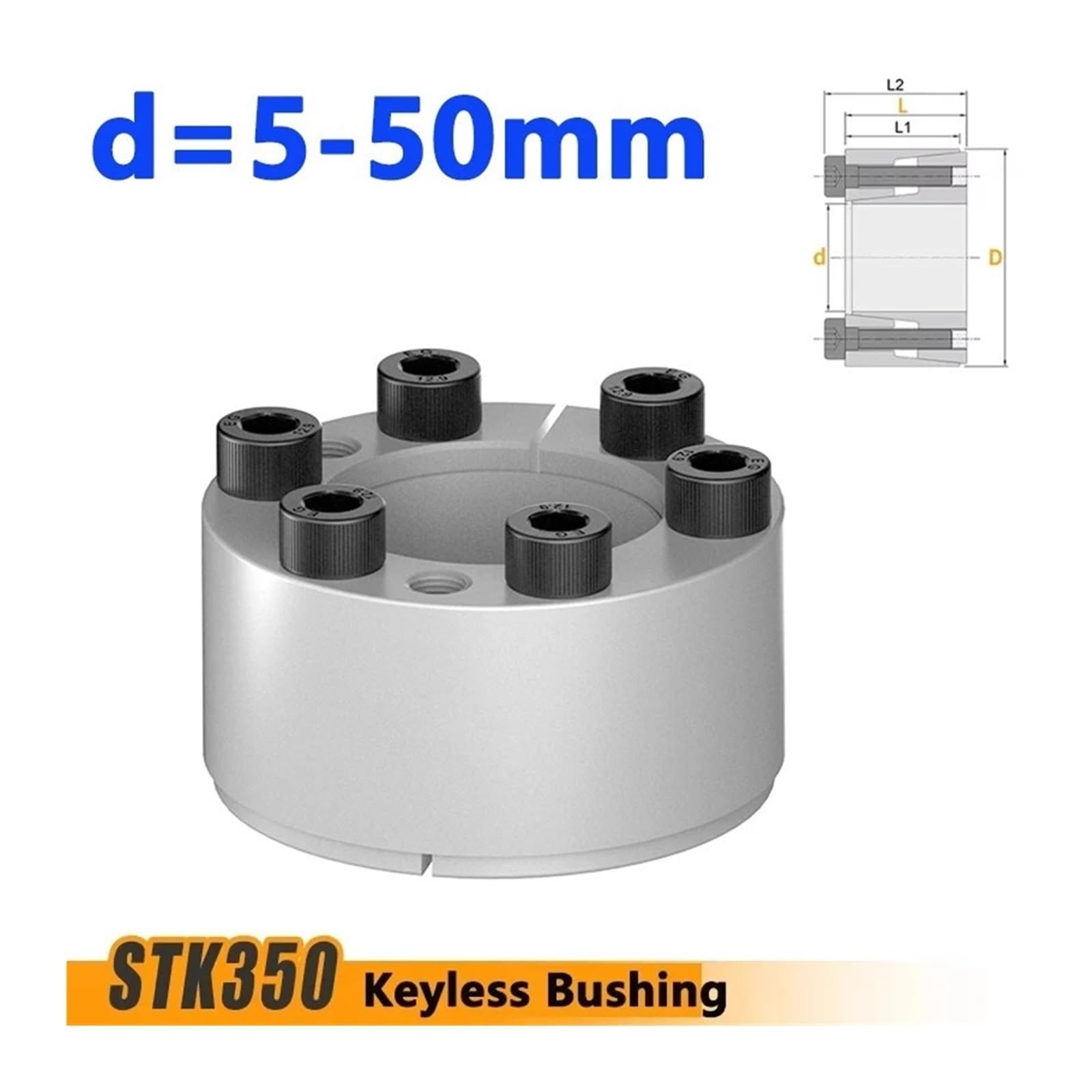 Douille d'extension Couplage 1 unité STK350 connexion de moyeu sans clé axe tension dispositif montage verrouillage manchon expansion couplage diaphragme disque ID 5-50mm (STK350-25.4x47mm)