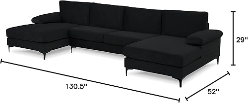 Miniatura 110 de Sofá modular moderno en forma de L, con diván extra ancho y patas doradas Gris,Negro -,Verde,Naranja,Gris oscuro,marino,Púrpura