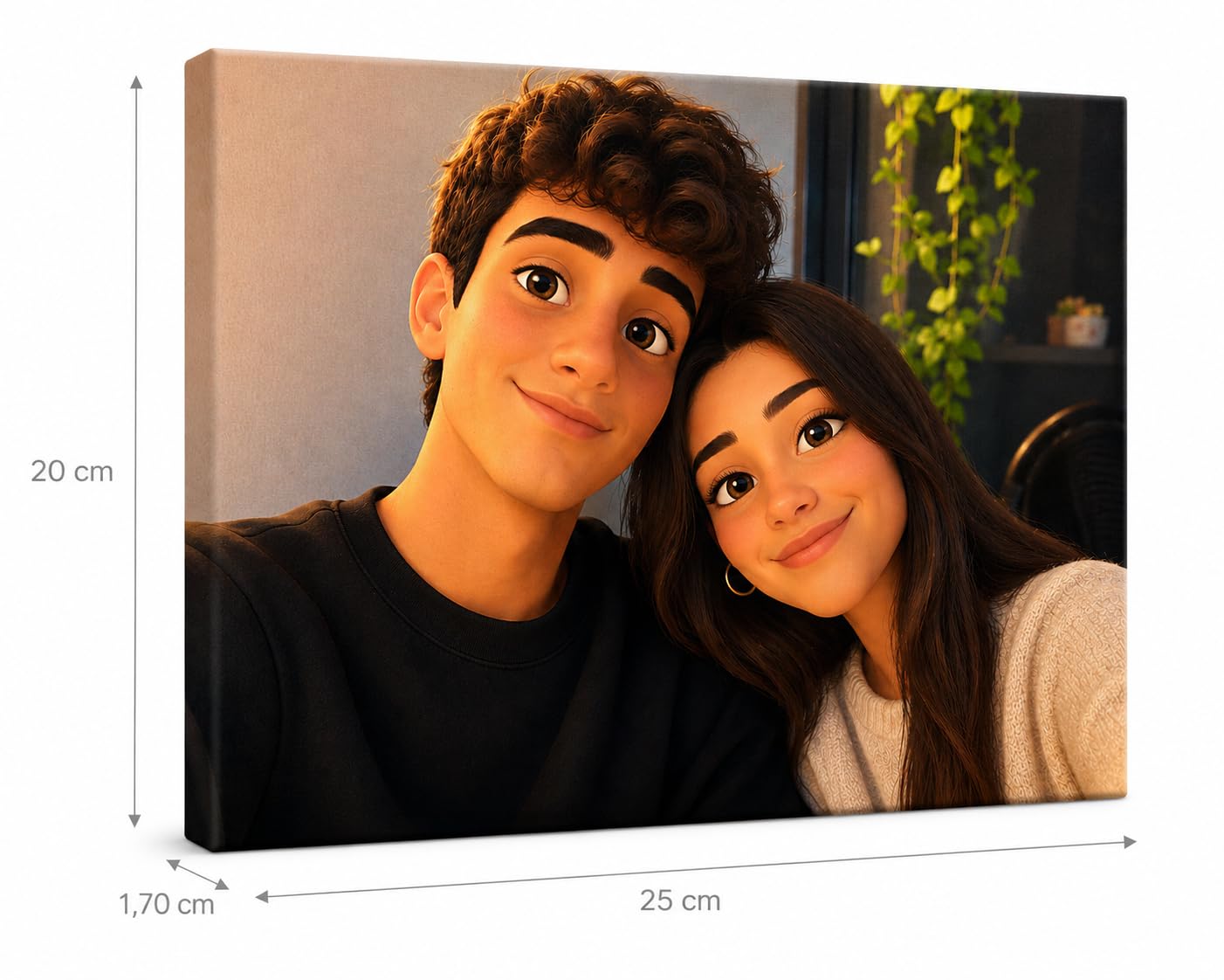 Genérico Impression sur toile personnalisée avec photo transformée en dessin animé caricature | Tableau personnalisé avec portrait animé à partir de votre photo | Impression sur toile 25x20 - Cadeau