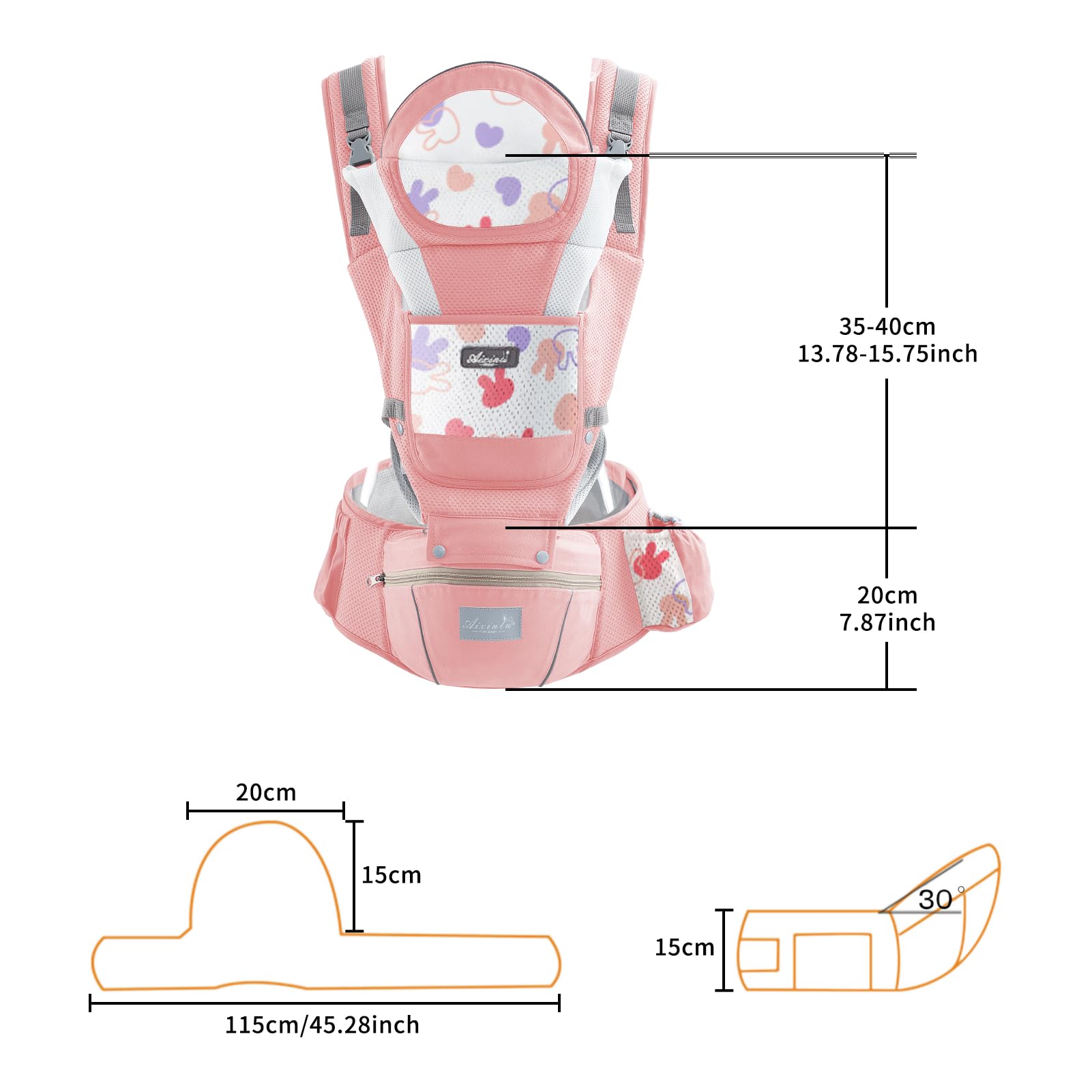 IULONEE Mochila Portabebé Ergonómica Marsupio Bebé Mochila Portabebes Multifunción Portabebes Recien Nacido Portabebé Ergonómico Con Asiento Fular Porteo Bebe Perfecto Para Ir De Compras (Rosa)