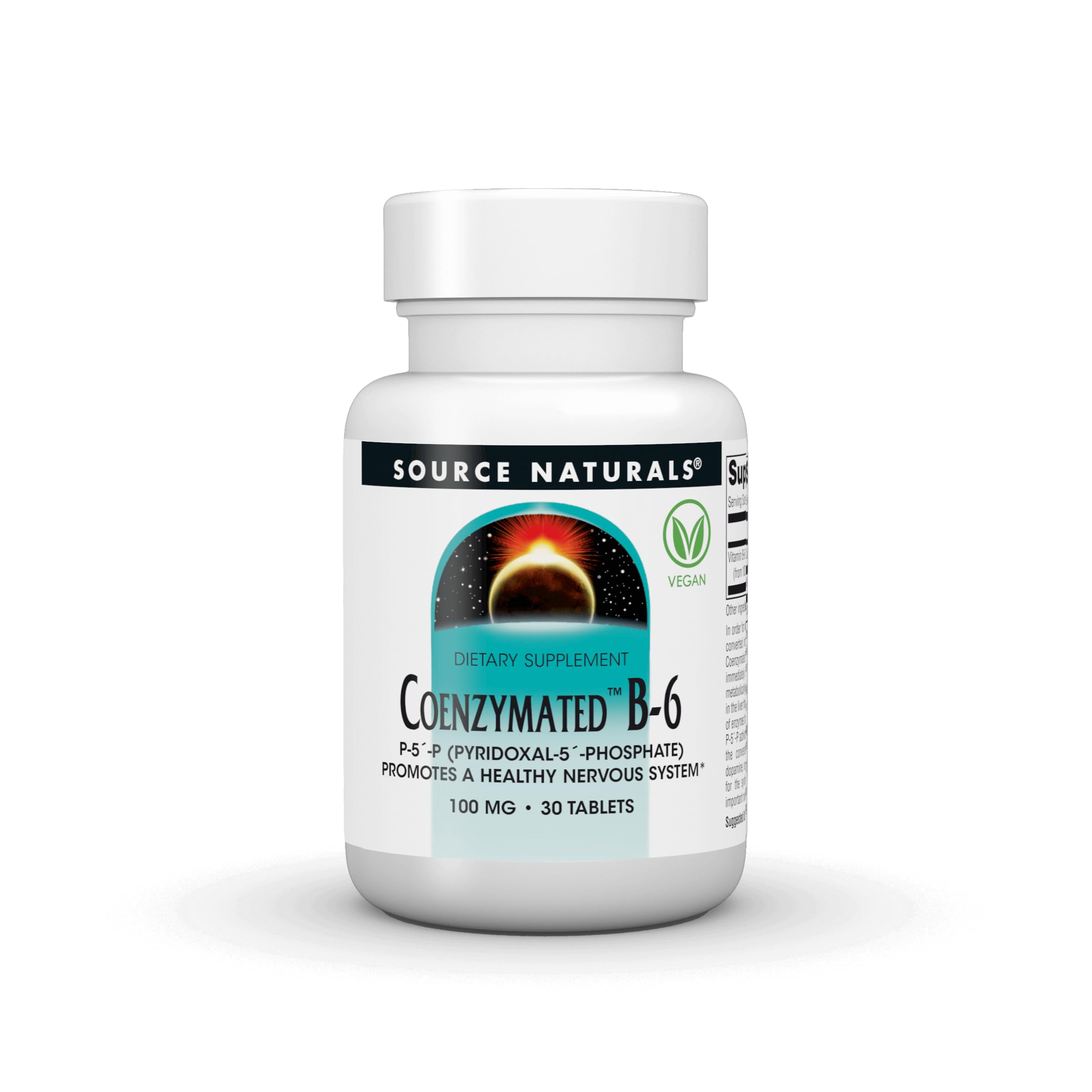 Source Naturals Coenzymated B-6, P-5´-P (PYRIDOXAL-5´-Phosphate) Promotes a Healthy Nervous System* 100 mg - 30 Tablets