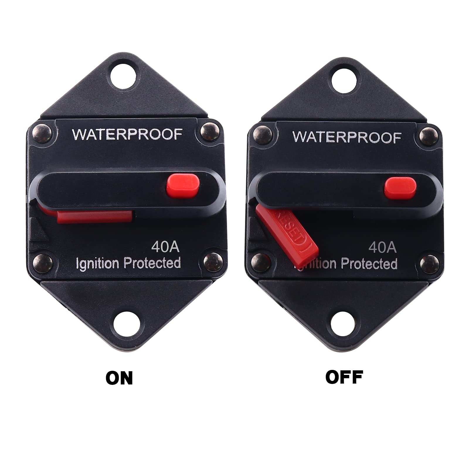 Disjoncteur Voiture 12-48V Étanché IP67 - Réinitialisation Manuelle, Protection Sûre Pour Batterie, Bateau, Camping-Car (40A)