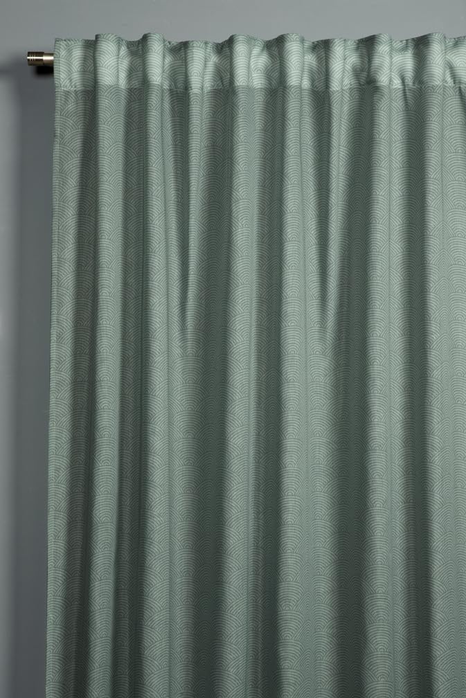 Gardinia Zen Silence Curtain with Integrated Curtain Tape, Translucent Curtain, Opaque, Green, 135 x 245 cm