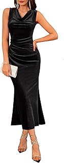 2025 Velvet Wedding Guest Dresses for Women, Winter Formal Cocktail Maxi Dress, Cowl Neck Mermaid Evening Gown