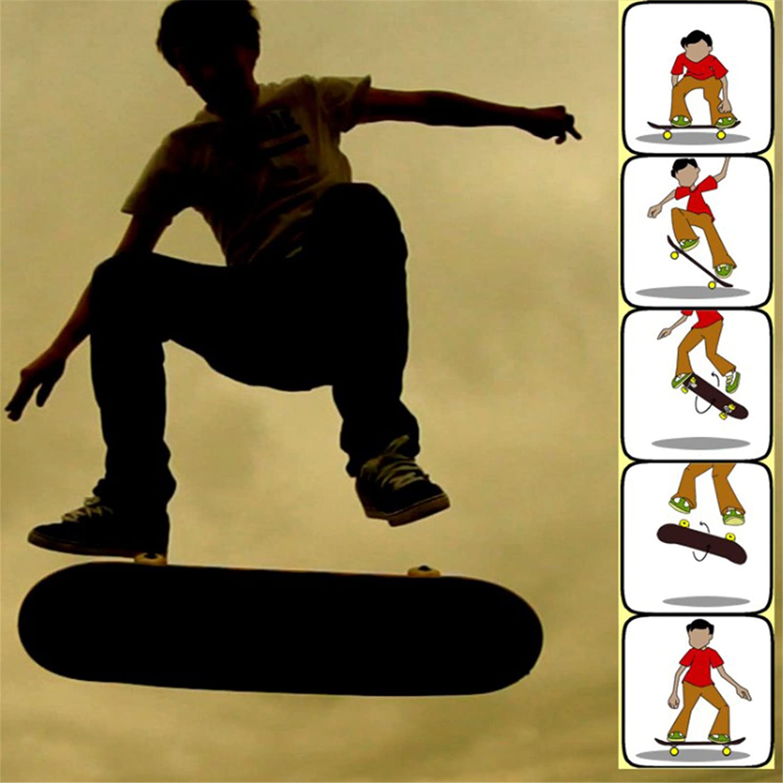 Skateboard in Legno di Acero,con Cuscinetti ABEC-7, per Principianti, Adolescenti Adulti Ragazze Ragazzi Bambini (B)