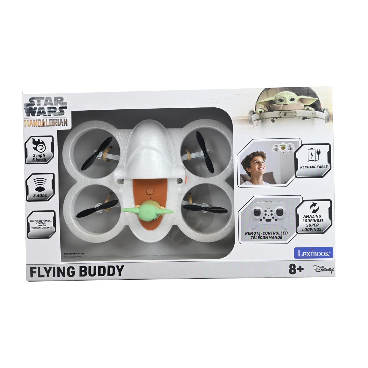Lexibook, Grogu Hover Pod Radiocommandé, UFO1SWLXB | Véhicule radiocommandé, jouet Star Wars, Blanc/Gris