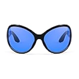 Oversized Trendy Sunglasses Classic Oval Wrap Around Stylish Big Frame Shade Women Glasses B2391