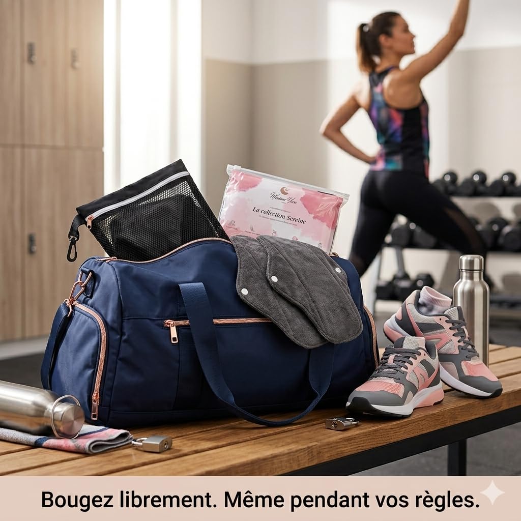 Générique kit Complet Serviettes hygiéniques Lavable/réutilisables en Fibre de Bambou+Culotte+Sac imperméable et Filet de Lavage Inclus