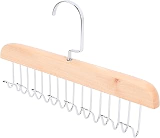 GLOGLOW Belt Hanger, Wooden Swivel Hook Organizer for Belts Ties Scarves, Space Saving Closet Storage Rack for Bedroom Dorm Apartment Drying Supplies (8 Hooks Wood Color)
