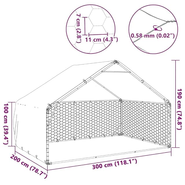 Foto 3 de 6 de vidaXL Caseta para Perros de Exterior con Cubierta 3x2x1