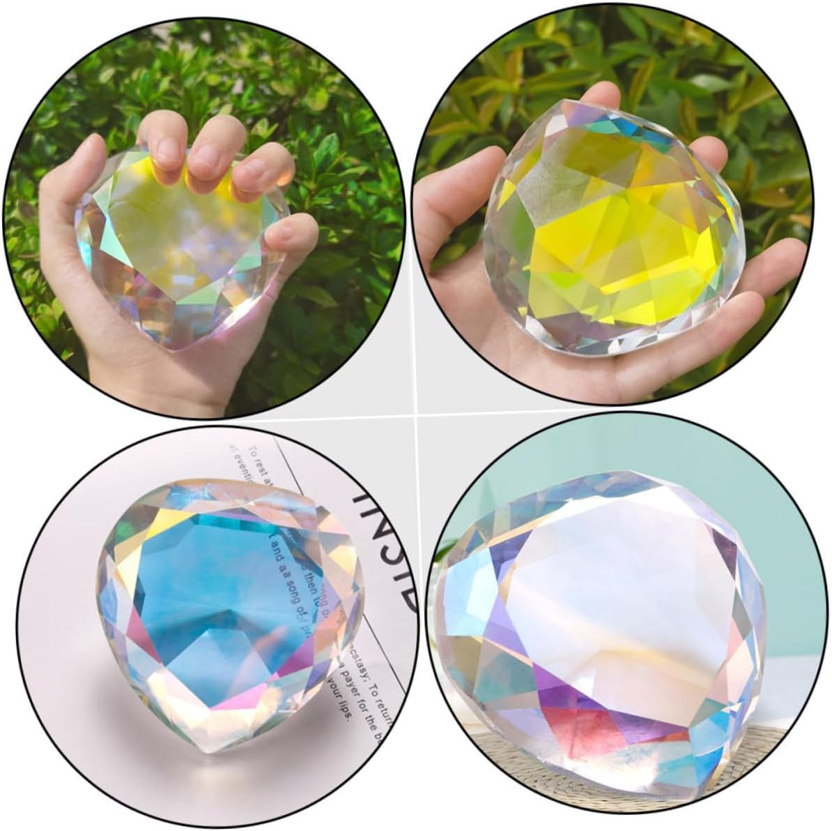 Ipetboom Heart-Shaped Decorative Diamond Nail Art Display Prop Unique Crystal Hand Model for Nail Salon Photography Stylish Fake Diamond Accent for High-end Decor