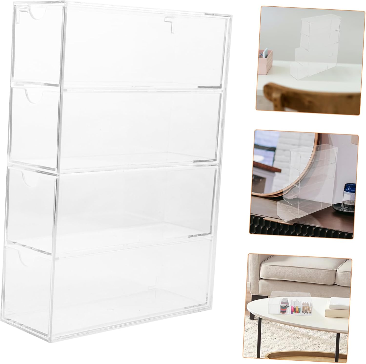 STOBOK 2pcs Acrylic Eyeglass Display Case Stackable Makeup Organizer Eyeglass Display Make up Box Sunglasses Holder Organizer