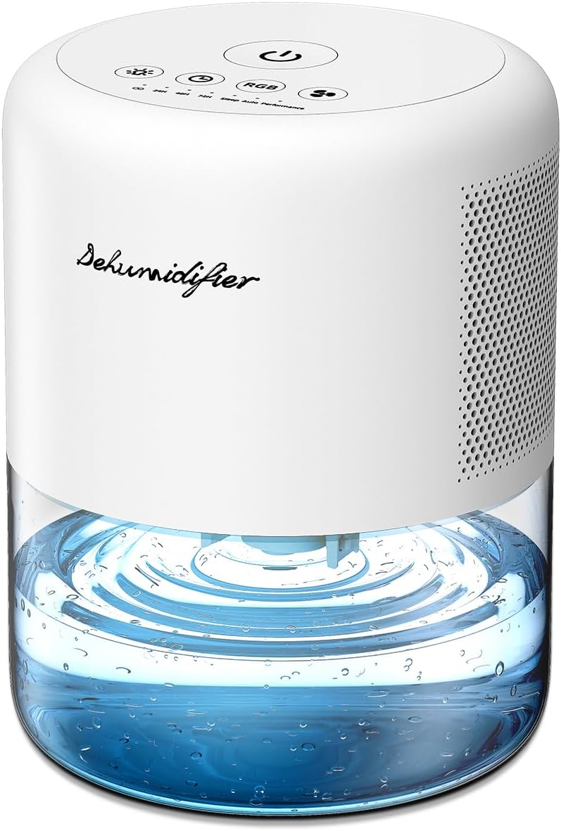 Dehumidifier Small Quiet Dehumidifiers for Home 44oz Water Tank 10 Colors Light 4 Timer Options 3 Modes Auto Shutoff Defrost Portable Dehumidifiers for Bedroom Bathroom Closet RV Small Spaces