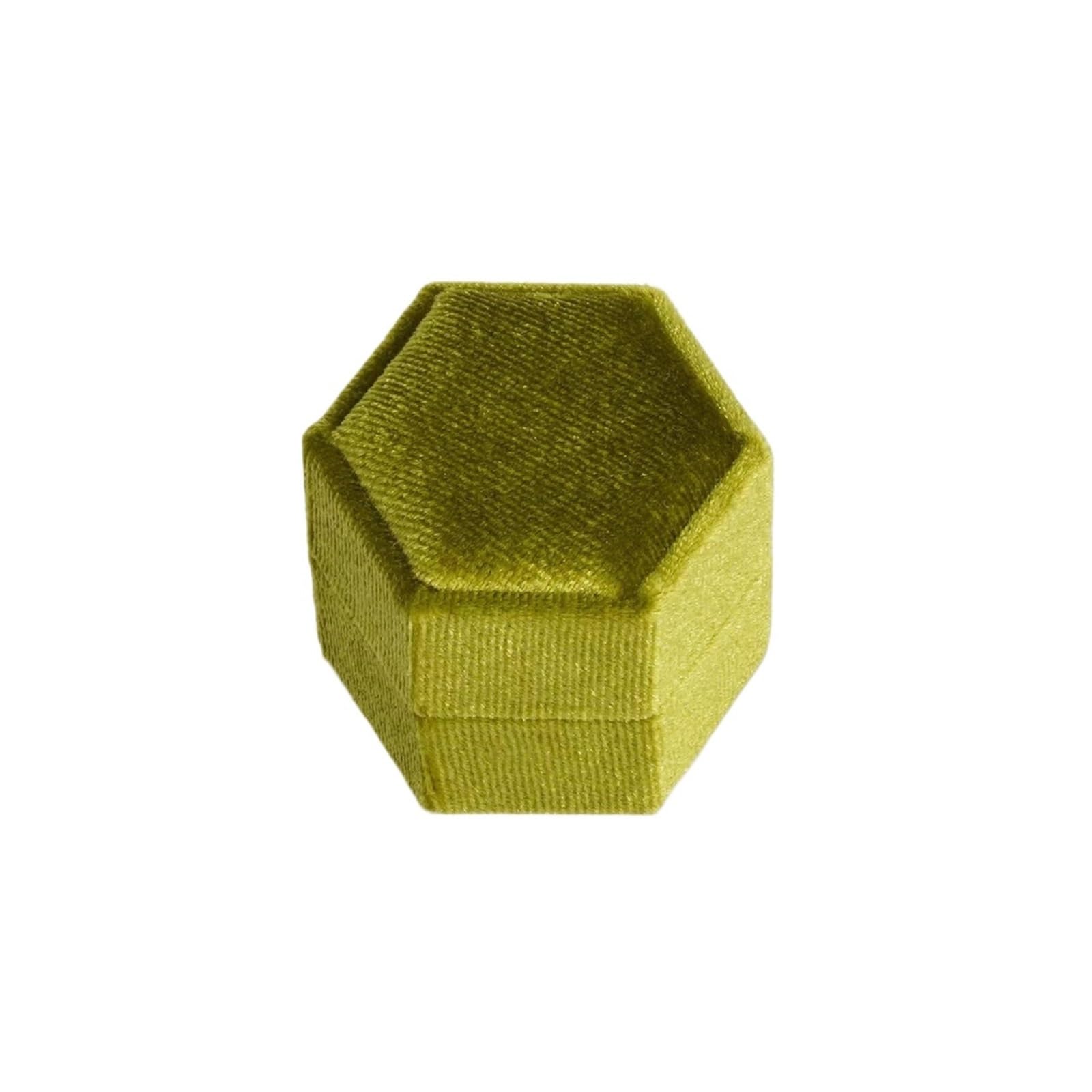 WWYYZAYC Person Ring Box For Wedding Proposal Bearer Engagement Double Slots Hexagon Holder Anniversary(Green,Black text)