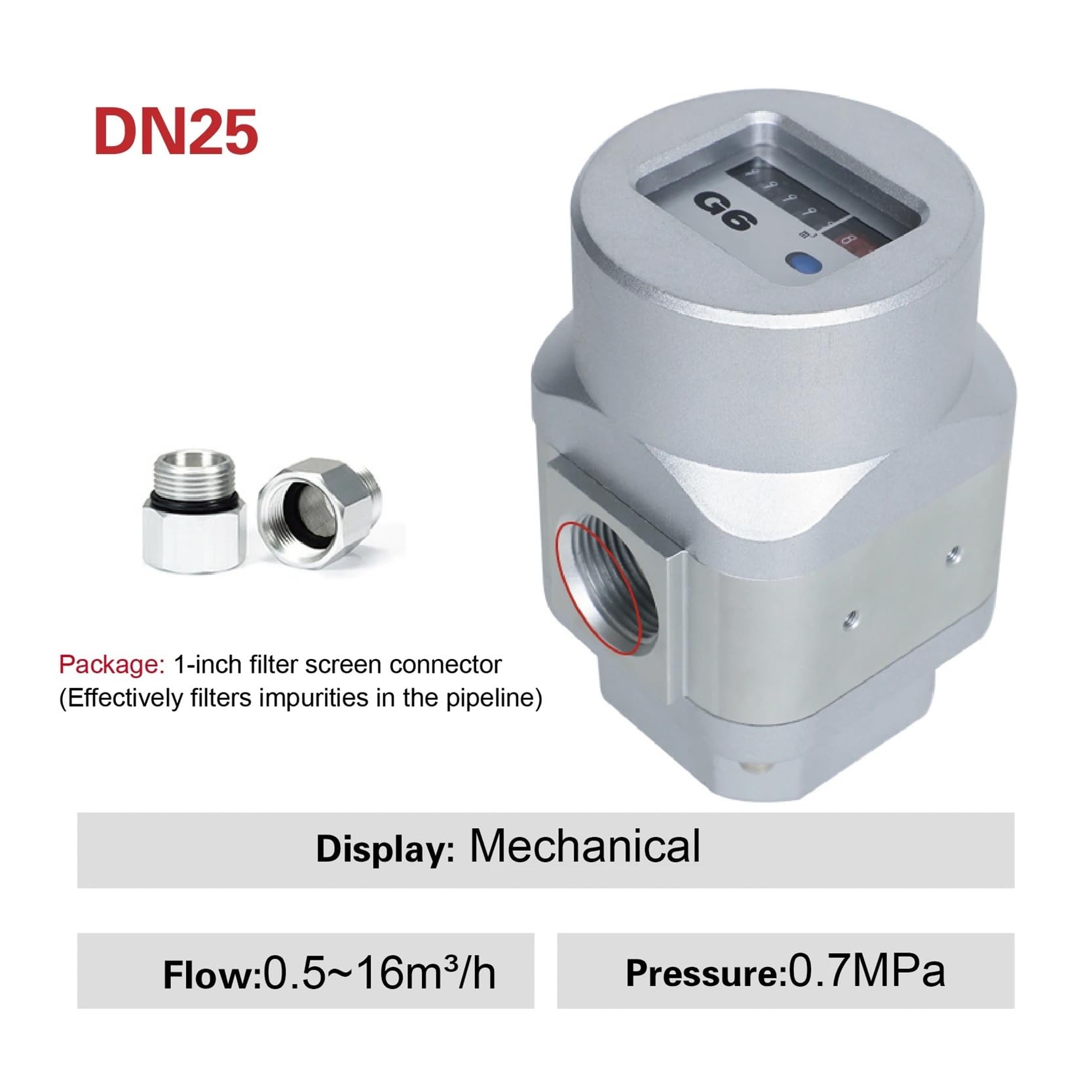 Kompaktowy cyfrowy obrotowy miernik przepływu gazu z wyświetlaczem(DN25 Mechanical)
