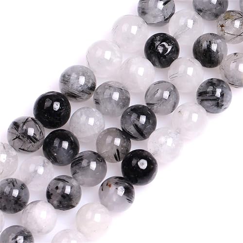 Miniatura 908 de GEM-Inside - Cuentas sueltas de piedra de lava negra natural de 0.315 in para hacer joyas, 15 pulgadas Cordierita de grado A