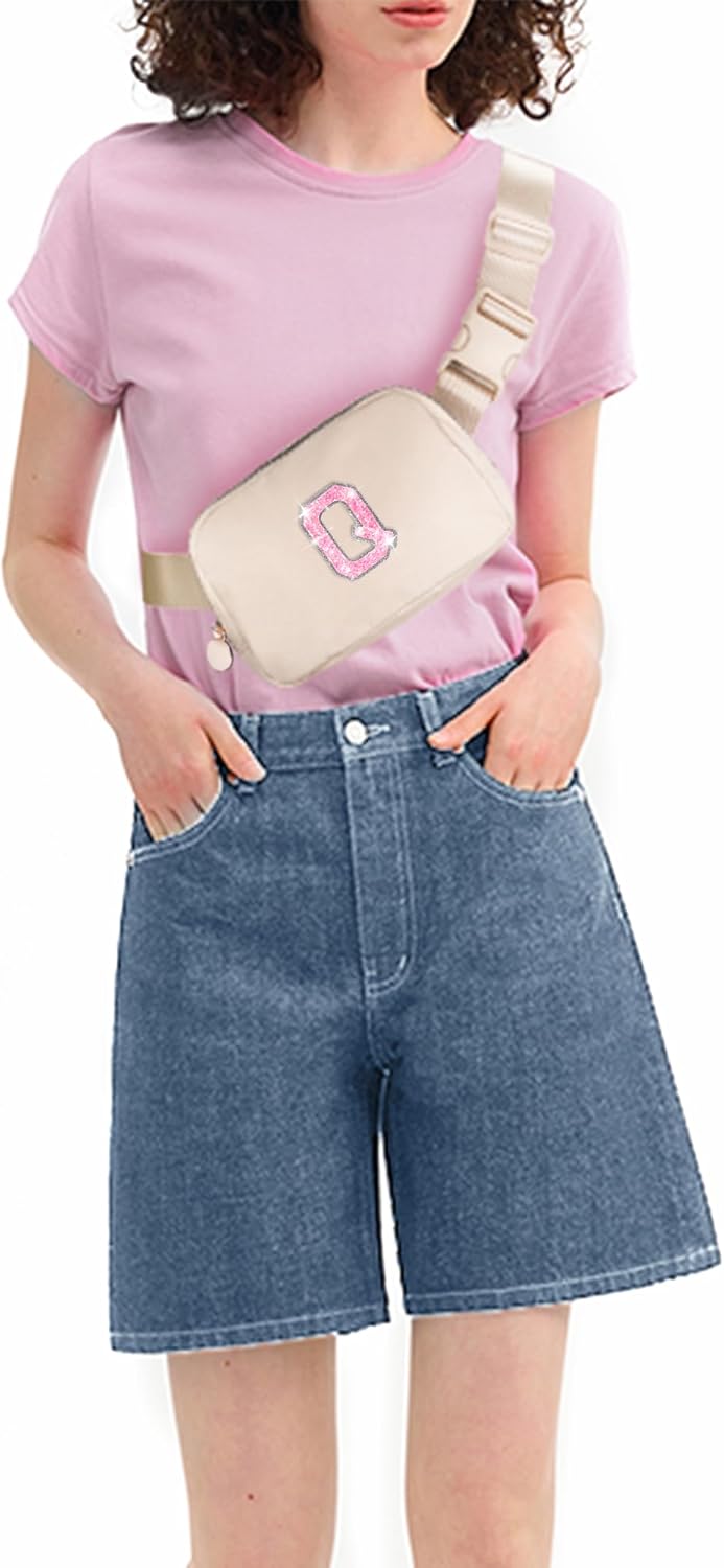 Uygafly Graduation Gifts for Teens Kids Daughter Sister Her - Birthday Gifts for 3 4 5 6 7 8 9 10 11 12 13 Year Old Girls,Fanny Pack Crossbody Bag Belt Bag Cute Trendy Stuff | Cream,Initial Q Cream Q