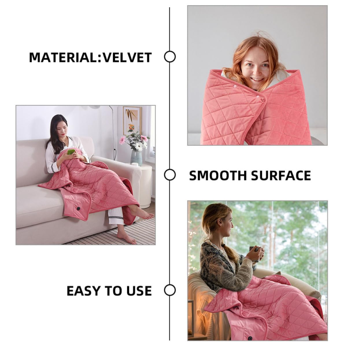 HANABASS Coperta Riscaldante USB da 5v in Velluto per Campeggio