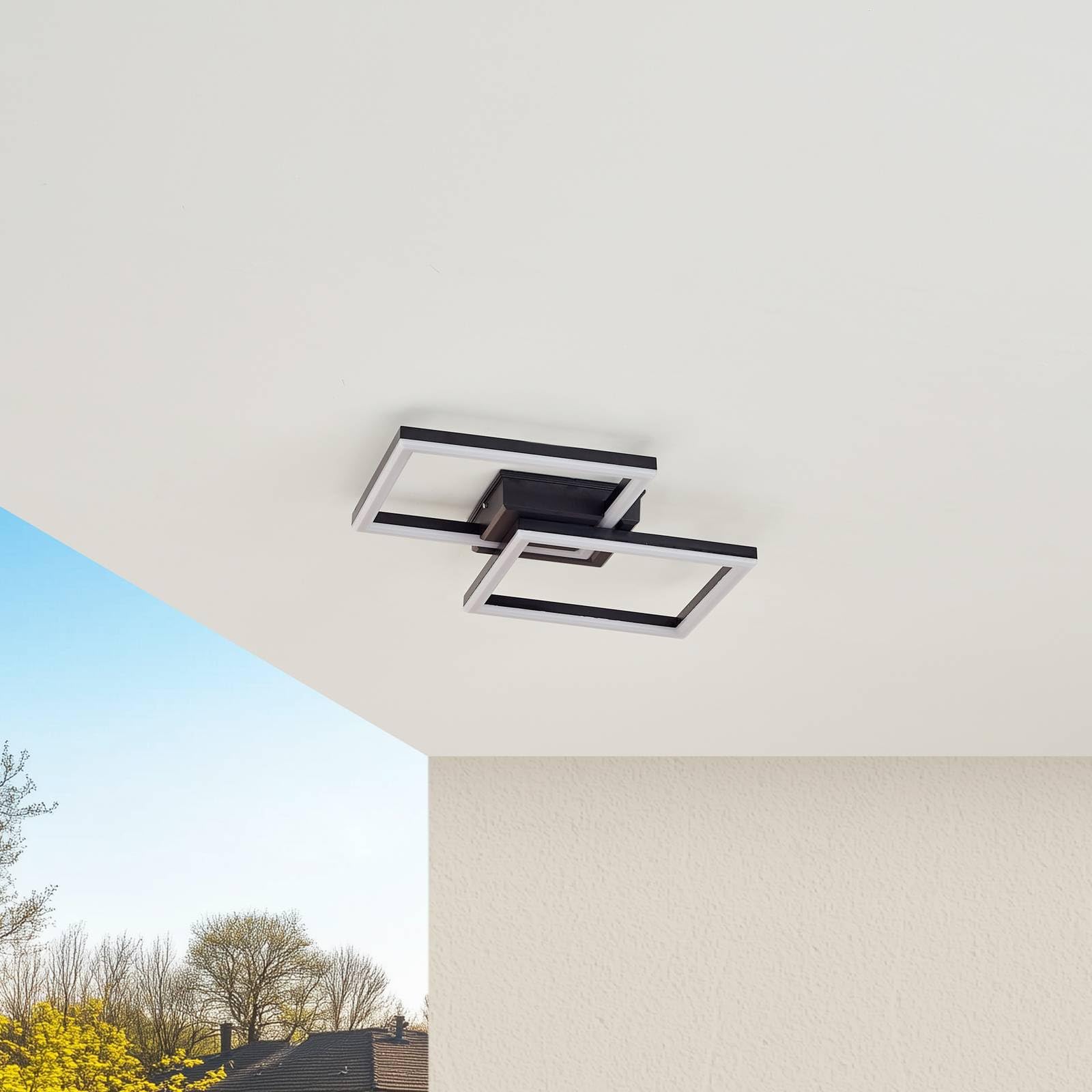 Plafonnier LED extérieur Finian à intensité variable Noir 1 lampe Luminaire jardin terrasse balcon